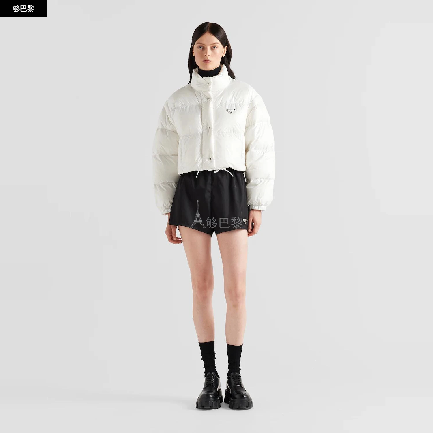 商品Prada|【预售】 普拉达 24秋冬 女士 羽绒服 Doudoune courte convertible en Re-Nylon 291805_11A9_F0009_S_222,价格¥15505,第4张图片详细描述