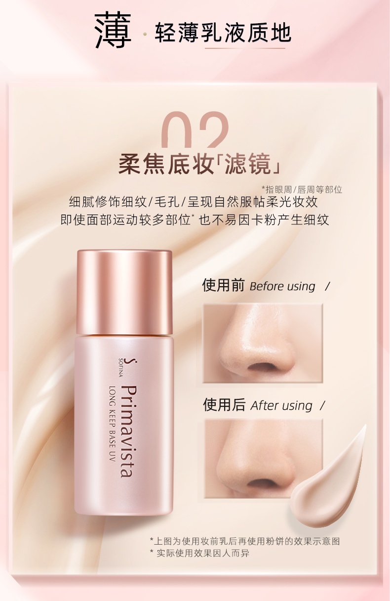 商品SOFINA|SOFINA/苏菲娜妆前乳映美焕采25mlSPF8PA++控油清透隔离防晒 ,价格¥155,第4张图片详细描述