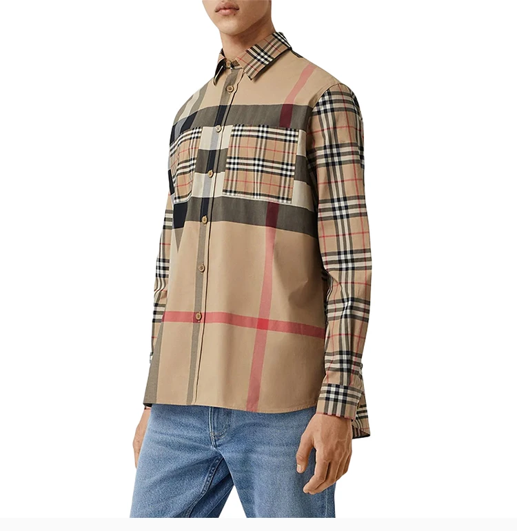 商品[国内直发] Burberry|BURBERRY 博柏利 男士格纹衬衫 8032268,价格¥2996,第5张图片详细描述