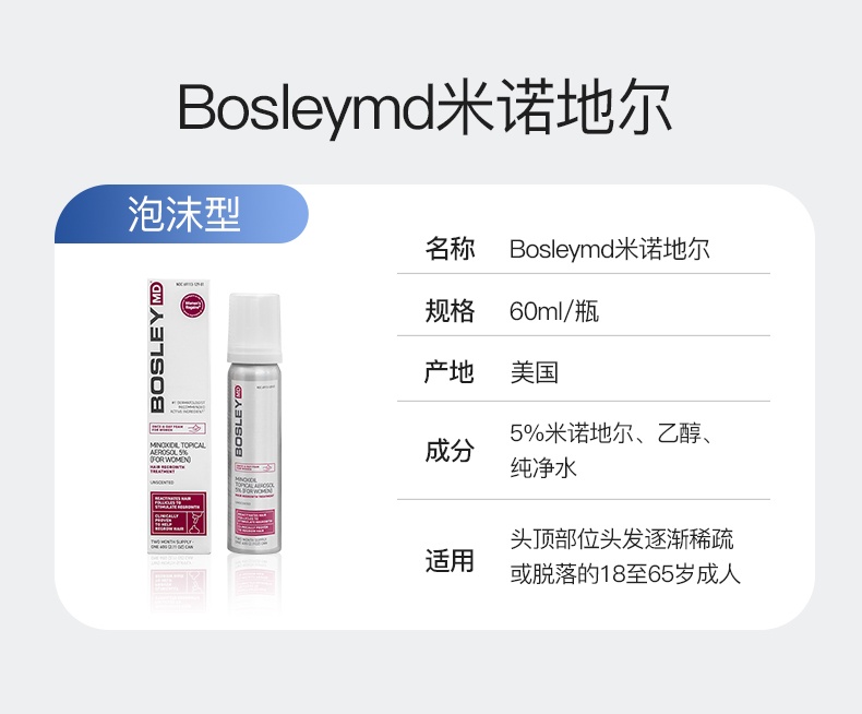 商品Rogaine|BOSLEY米诺地尔酊生发液喷雾滴剂2%斑秃防脱女生增发育发液长发剂,价格¥242,第6张图片详细描述