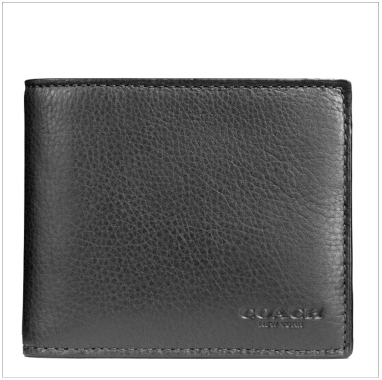 商品Coach|COACH 奥莱款迷你男士PVC短款钱包 F74991BLK,价格¥781,第4张图片详细描述