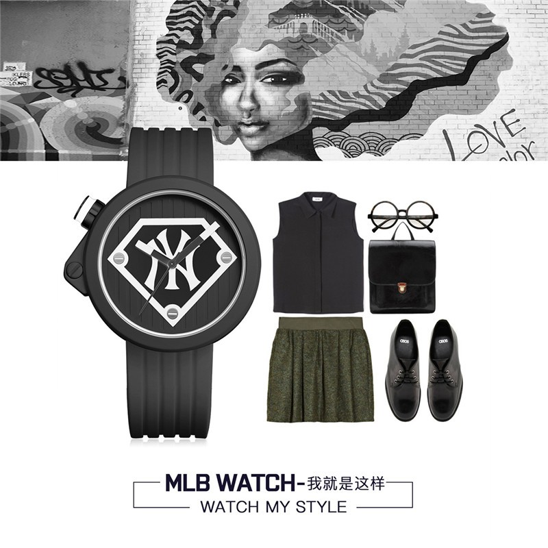 商品[国内直发] MLB|MLB美职棒 纽约街头嘻哈 时尚潮流硅胶情侣石英手表SD016,价格¥362,第3张图片详细描述