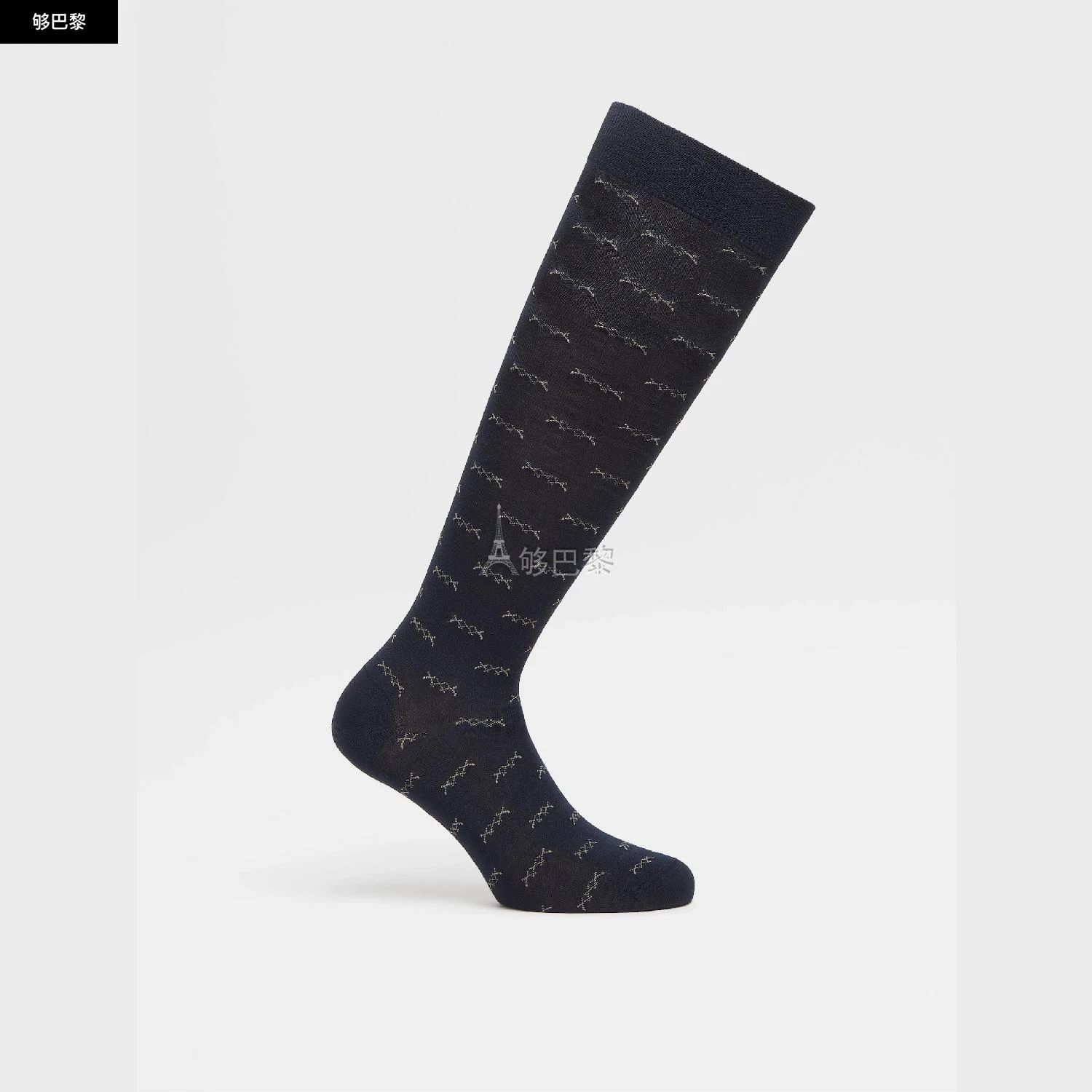 商品Zegna|包邮包税【预售7天发货】 ZEGNA杰尼亚 23秋冬 男士 袜子 Navy Blue Iconic Triple X Mid Calf Socks N5V40-525-409,价格¥512,第6张图片详细描述