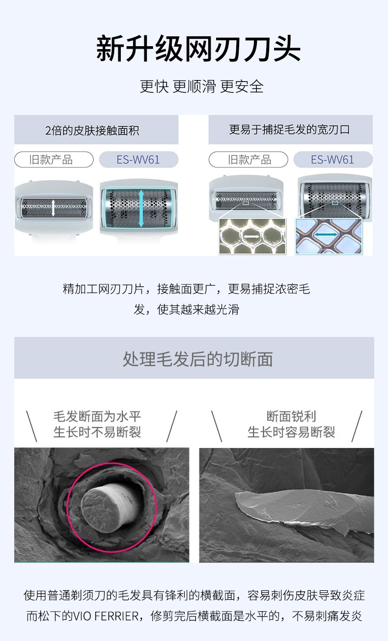 商品[国内直发] Panasonic|松下进口刮毛刀女士私处电动剃毛器私密刮腋毛阴毛神器脱毛刀WV61,价格¥303,第5张图片详细描述
