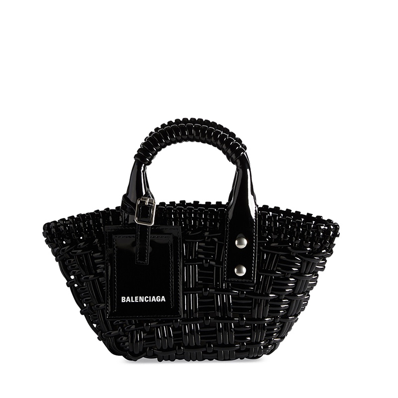 商品Balenciaga|Balenciaga/巴黎世家 BISTRO系列 女士XXS号黑色漆皮人造皮革单肩斜挎手提篮6780282IE2Y1000,价格¥7380,第5张图片详细描述