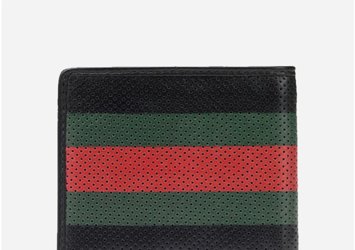 商品[国内直发] Gucci|GUCCI 古驰 男士黑绿红色皮革拼色网眼短款钱包 352260-BUZ3T-1073,价格¥2333,第6张图片详细描述