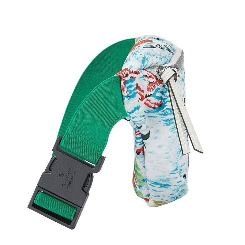 商品Gucci|GUCCI/古驰 儿童款绿色尼龙水果主题印花白色皮革饰边腰包‎502095URIAN4352,价格¥3490,第5张图片详细描述
