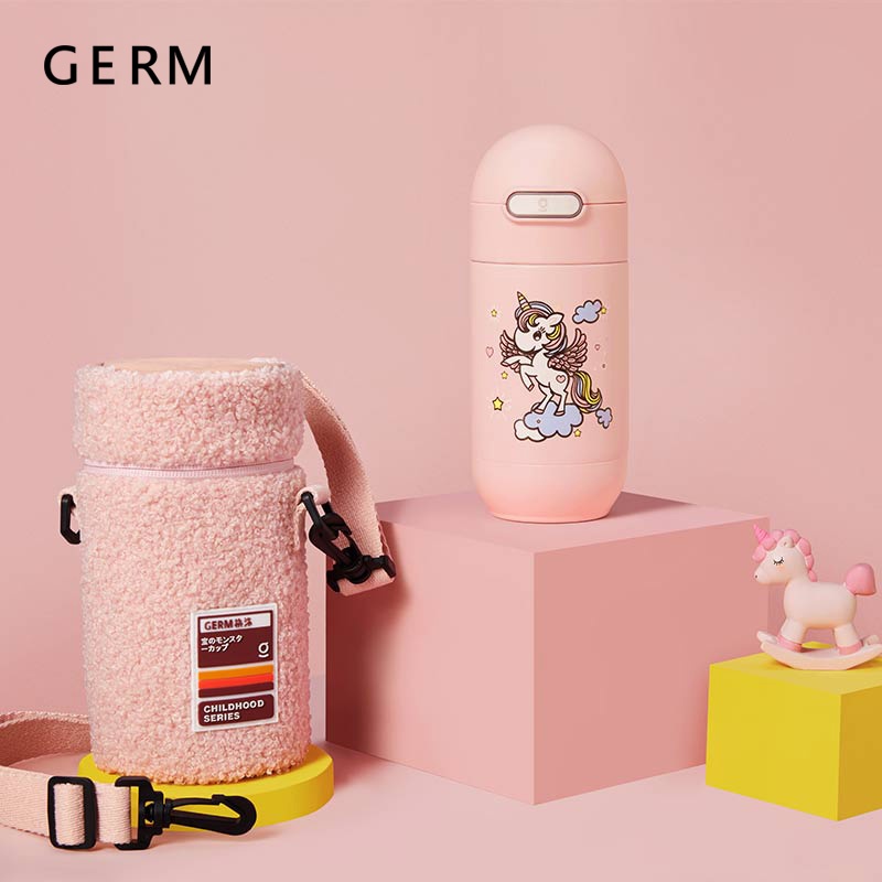 商品GERM|日本GERM格沵 胶囊儿童杯 2种杯套可选 透明皮革/泰迪绒冬款（蓝/粉/红SUP款）,价格¥481,第12张图片详细描述