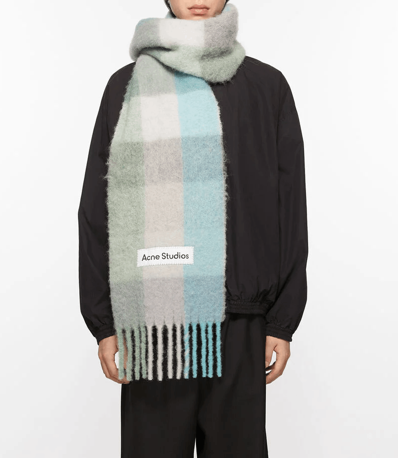 商品Acne Studios|Acne Studios 男女冬季保暖格纹多色流苏彩虹围巾羊毛披肩两用（香港仓发货）,价格¥1978,第12张图片详细描述