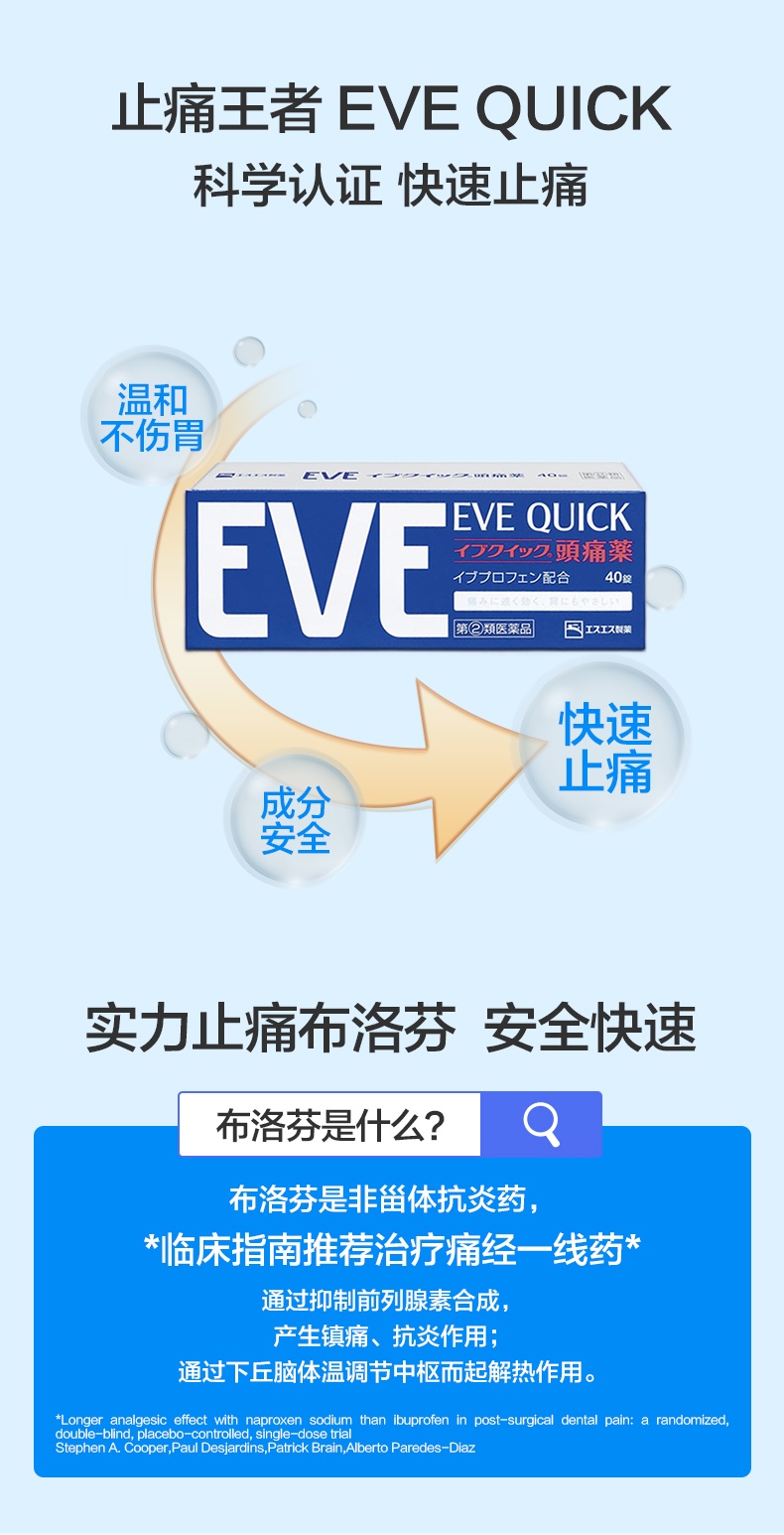 商品EVE|日本白兔EVE止疼药 痛经头痛牙疼速效退烧药 布洛芬止痛药片,价格¥171,第6张图片详细描述