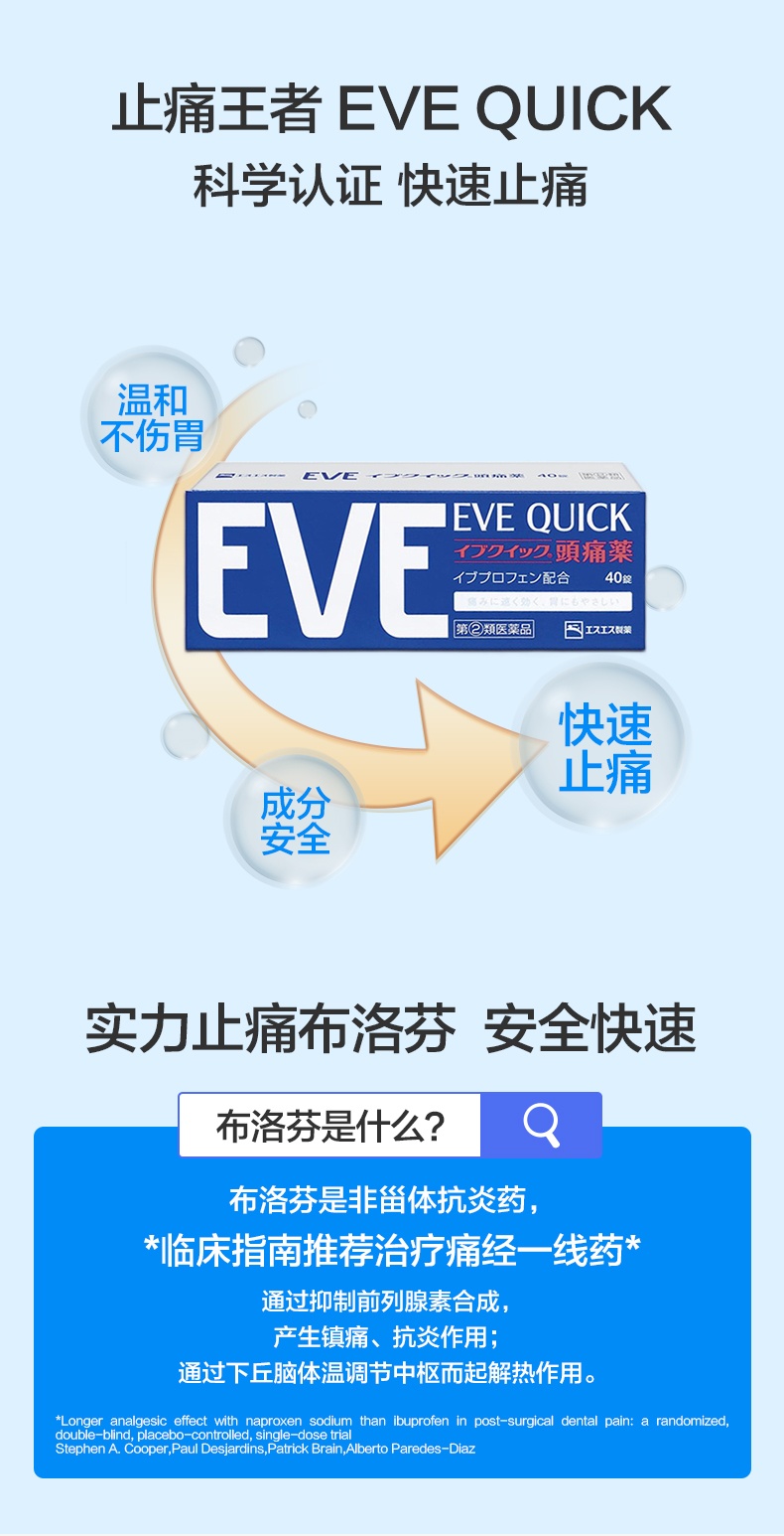 商品EVE|日本白兔EVE止疼药 痛经头痛牙疼速效退烧药 布洛芬止痛药片,价格¥175,第6张图片详细描述