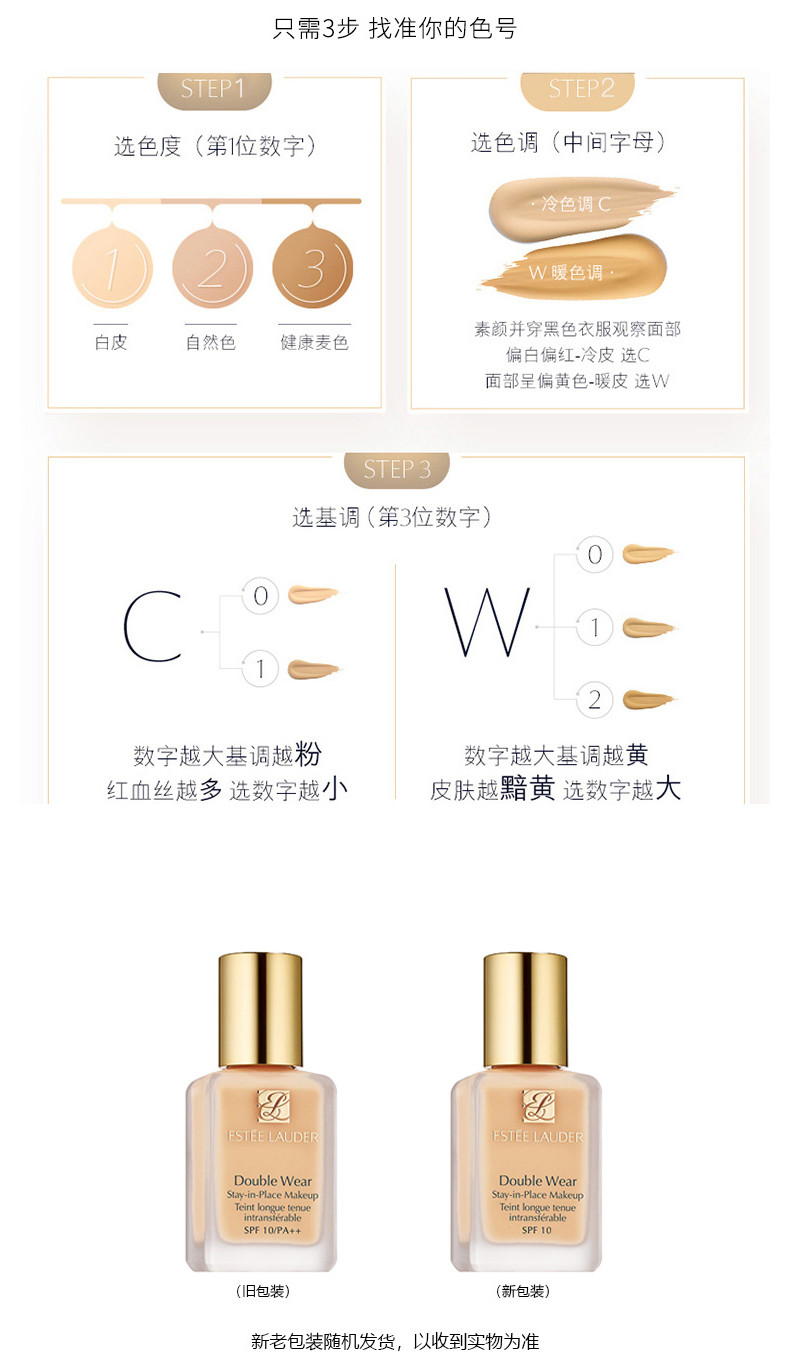 商品Estée Lauder|【版本随机】ESTEE LAUDER /雅诗兰黛 DW粉底液 DOUBLE WEAR持久粉底液 30ML 象牙白 1W1 #17｜包邮【香港直发】,价格¥293,第12张图片详细描述