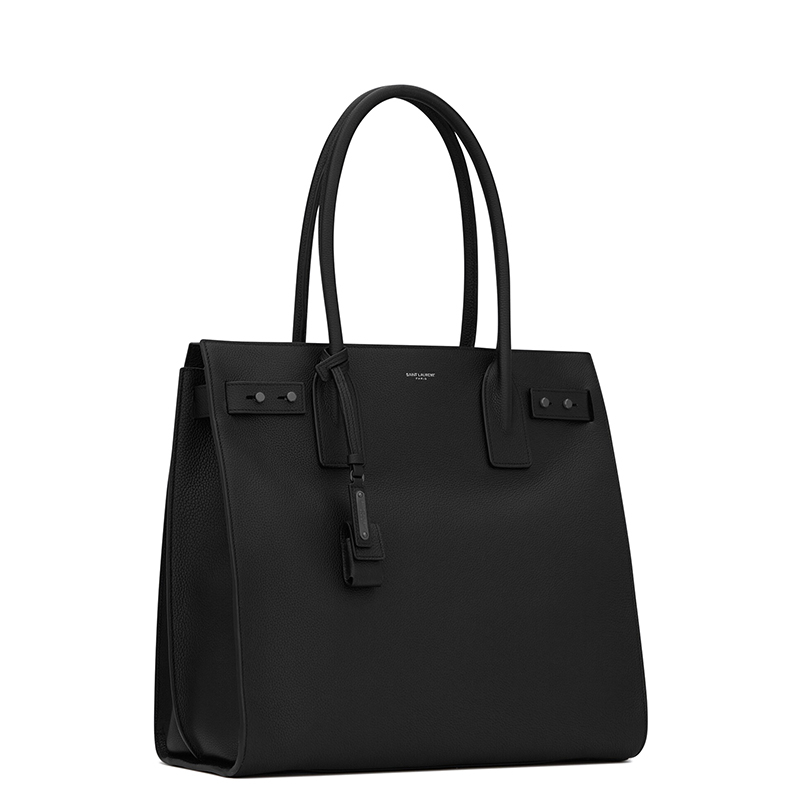 商品Yves Saint Laurent|SAINT LAURENT PARIS/圣罗兰 YSL 22春夏新款SAC DE JOUR系列 男士黑色粒面皮革黑扣黑锁竖款单肩手提包,价格¥17926,第6张图片详细描述