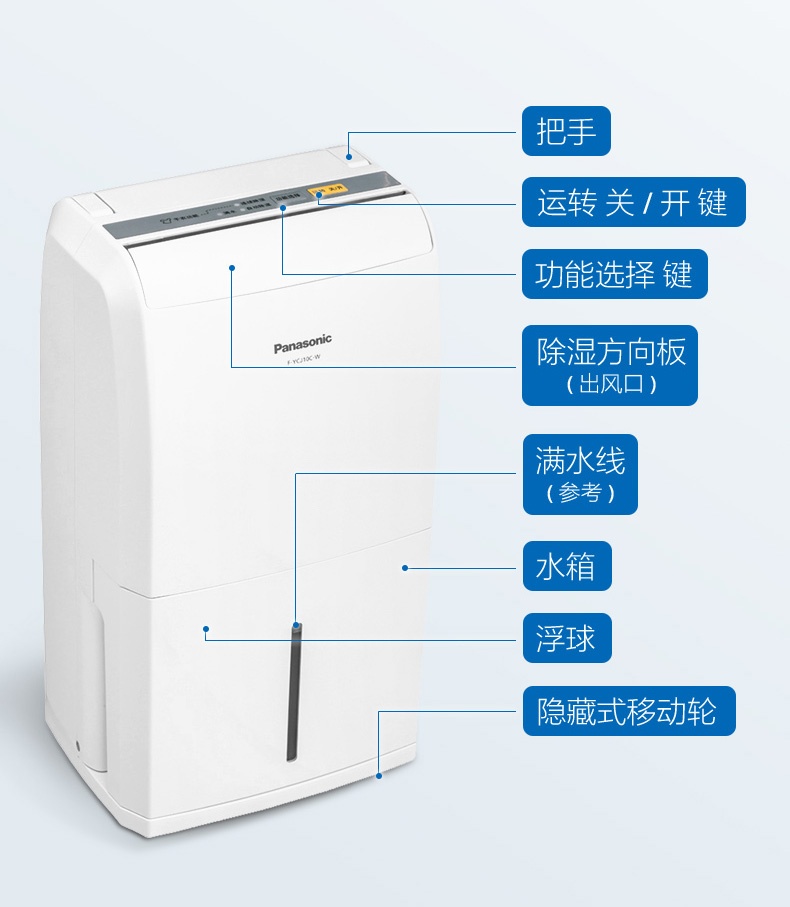 商品[国内直发] Panasonic|Panasonic/松下除湿机家用吸湿室内抽湿机工业除菌除霉静音除湿器F-YCJ10C-W,价格¥1493,第17张图片详细描述