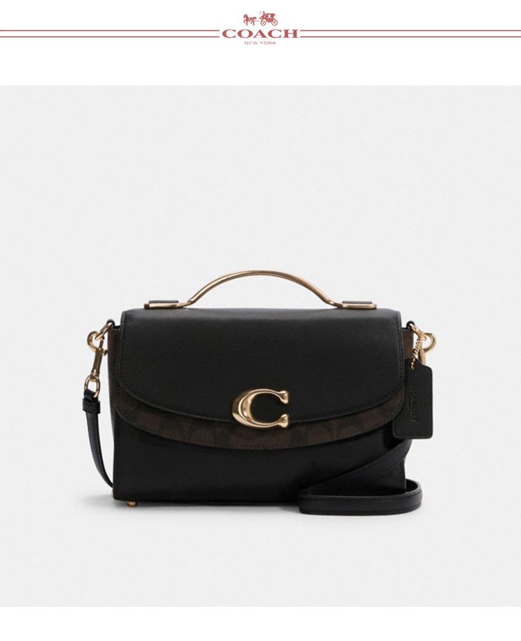 商品[国内直发] Coach|Celia 经典C扣拼色翻盖小方包C2186IMA47,价格¥1342,第3张图片详细描述