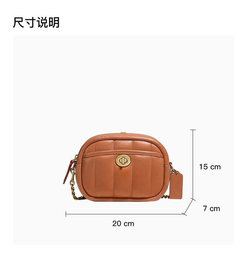 商品[国内直发] Coach|Coach 女士脏橘色羊皮专柜款LUNCHBOX系列小号单肩斜挎包 C4814B4NL4,价格¥2097,第3张图片详细描述