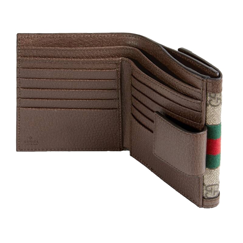 商品Gucci|GUCCI/古驰 新款Ophidia GG系列 女士棕色GG Supreme帆布皮革翻盖钱包 52317396IWG8745,价格¥4478,第7张图片详细描述