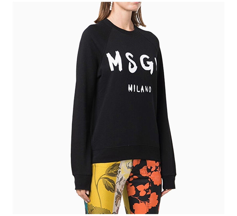 商品MSGM|MSGM 女士黑色标志印花长袖T恤 2000MDM513-200000-99,价格¥1026,第10张图片详细描述