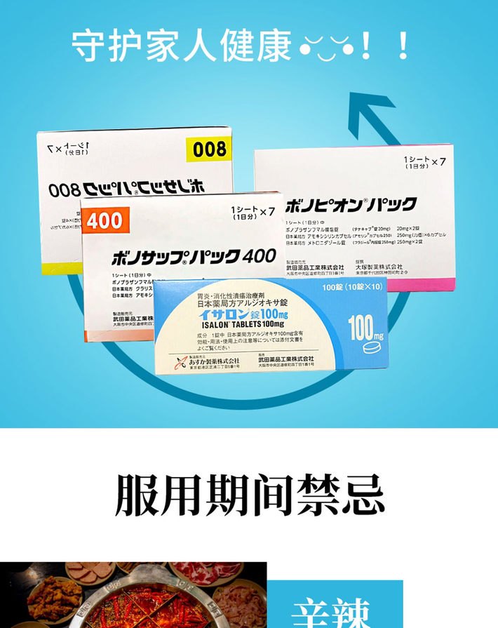 商品Hisamitsu|日本原装进口 Takeda武田制药 幽门螺旋杆菌蓝三普800 7板/盒,价格¥576,第6张图片详细描述