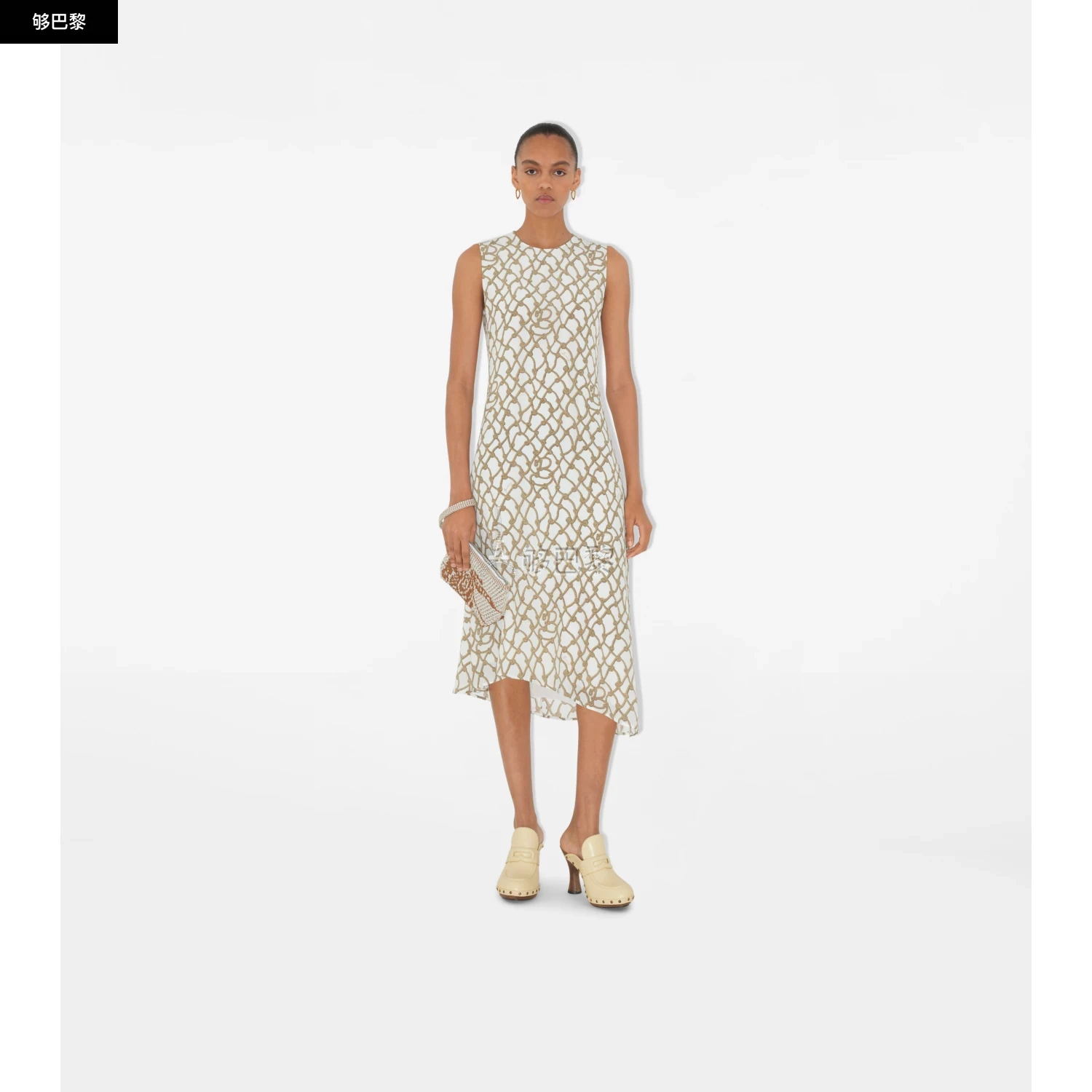 商品Burberry|【预售】 巴宝莉 25春夏 女士 连衣裙 扭结印花丝质连衣裙 81070301 ,价格¥14255,第4张图片详细描述