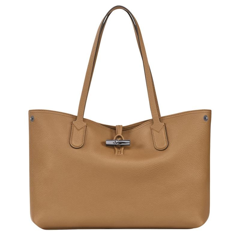 商品Longchamp|珑骧 Le Roseau系列大号女士棕色皮革单肩包 L2686968026,价格¥4710,第3张图片详细描述