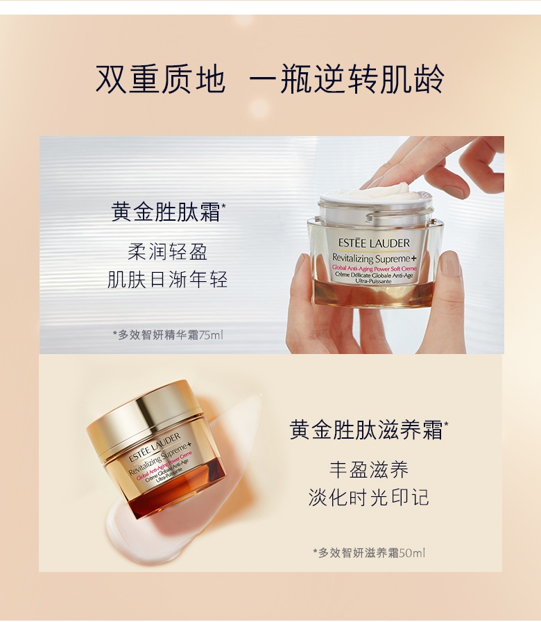 商品Estée Lauder|雅诗兰黛 多效智妍面霜75ml清爽精华霜 滋润滋养霜50ml,价格¥553,第3张图片详细描述