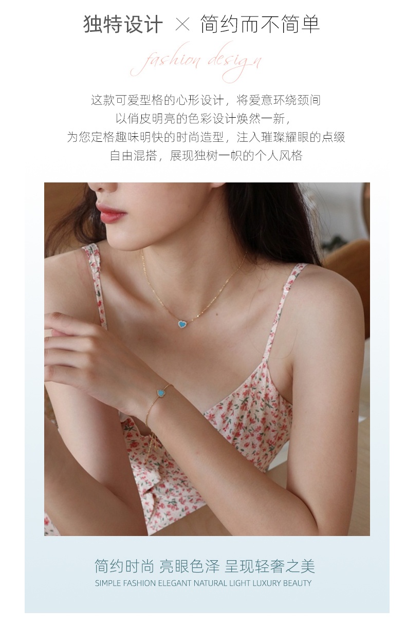 商品apm Monaco|蓝色爱心吊坠金色女士锁骨项链 爱心项链 AC5795XTUY（香港仓发货）,价格¥731,第6张图片详细描述