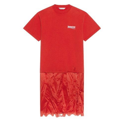 商品Balenciaga|Balenciaga/巴黎世家  女士红色棉质复古球衣连衣裙T恤671398TKVJ16406,价格¥7516,第4张图片详细描述
