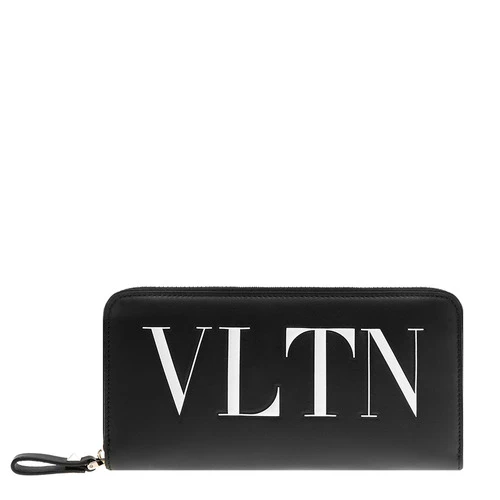 商品Valentino|VALENTINO 男士黑色皮革白色字母印花拉链长钱包 RW2P0645-RCH-0NI,价格¥2775,第1张图片详细描述