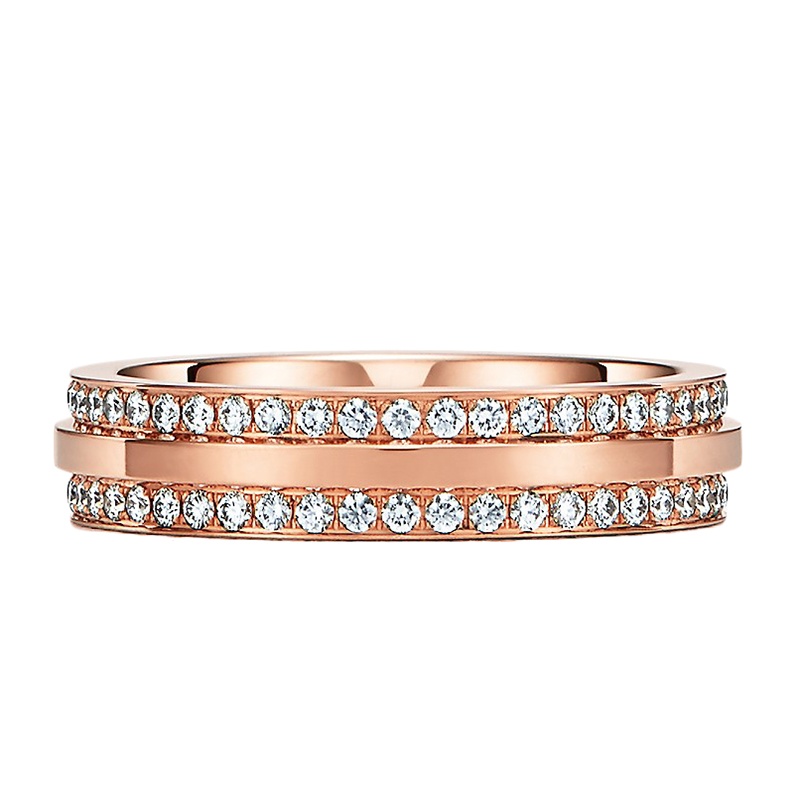 商品Tiffany & Co.|  Tiffany & Co./蒂芙尼 18K金 玫瑰金 铺镶钻石窄式戒指 GRP09681,价格¥54147,第4张图片详细描述