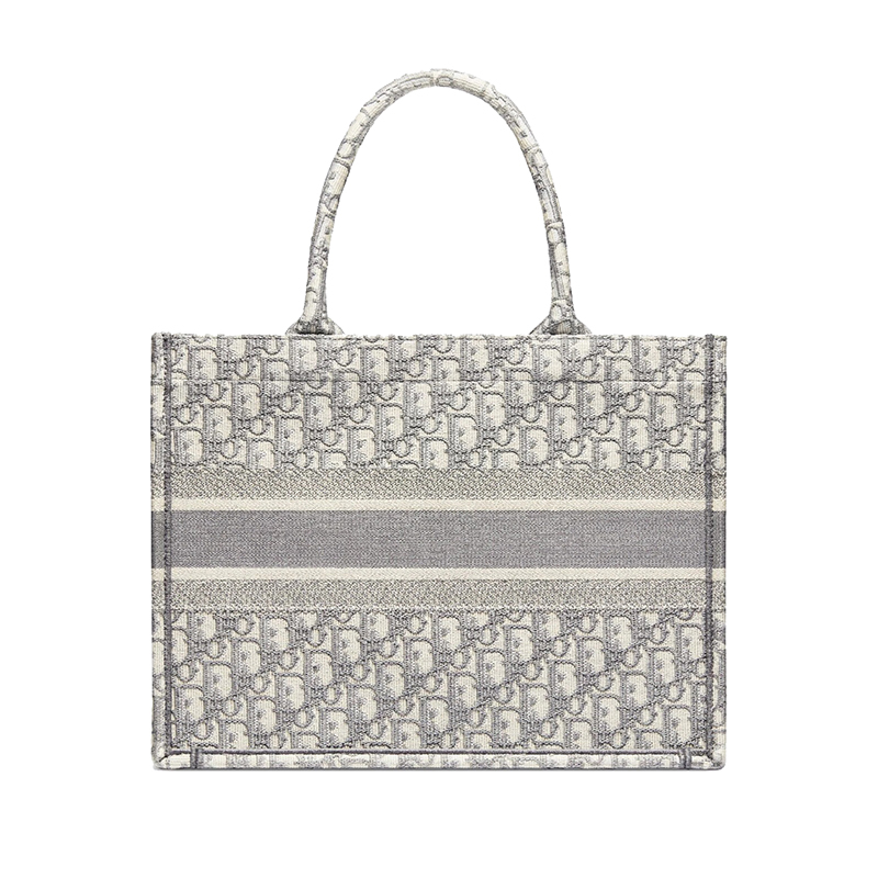 商品Dior|DIOR/迪奥 BOOK TOTE系列 小号灰色帆布老花刺绣提纹手提托特包 ,价格¥21703,第4张图片详细描述