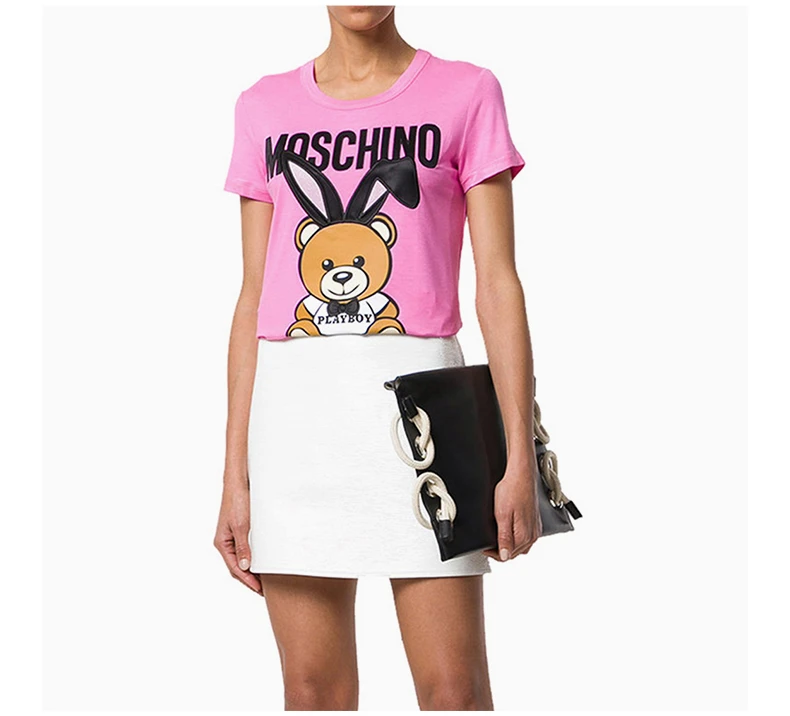 商品[国内直发] Moschino|Moschino 莫�斯奇诺 女士粉红色小熊短袖T恤 EV0702-0544-1208,价格¥999,第7张图片详细描述