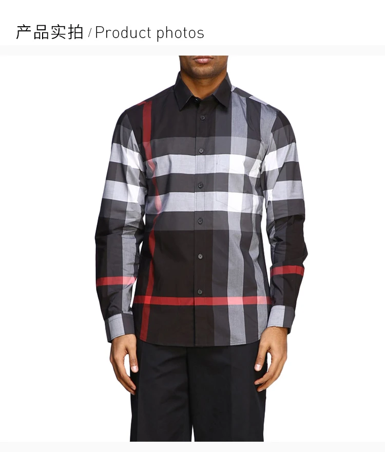 商品[国内直发] Burberry|BURBERRY 灰色男士衬衫 8023772,价格¥4968,第4张图片详细描述