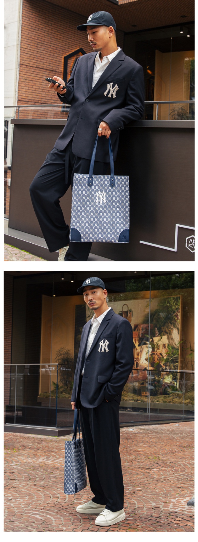 商品[国内直发] MLB|【官方防伪验证 国内发】MLB NY2021新款男女情侣百搭时尚老花小标单肩背包手拎包 3AORL031N,价格¥534,第2张图片详细描述