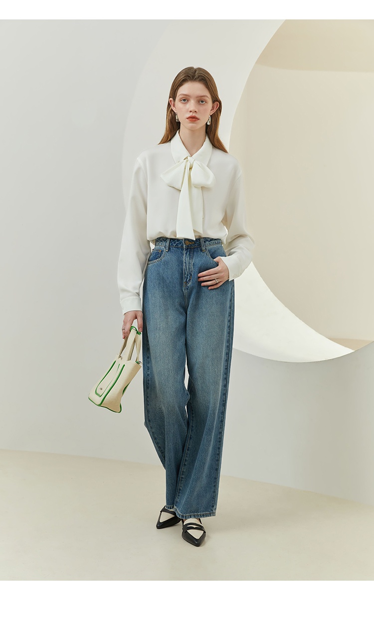 商品[国内直发] GLENVINTEN|格岚云顿新款时尚简约蝴蝶结雪纺衬衫女长袖气质飘带衬衣,价格¥222,第9张图片详细描述