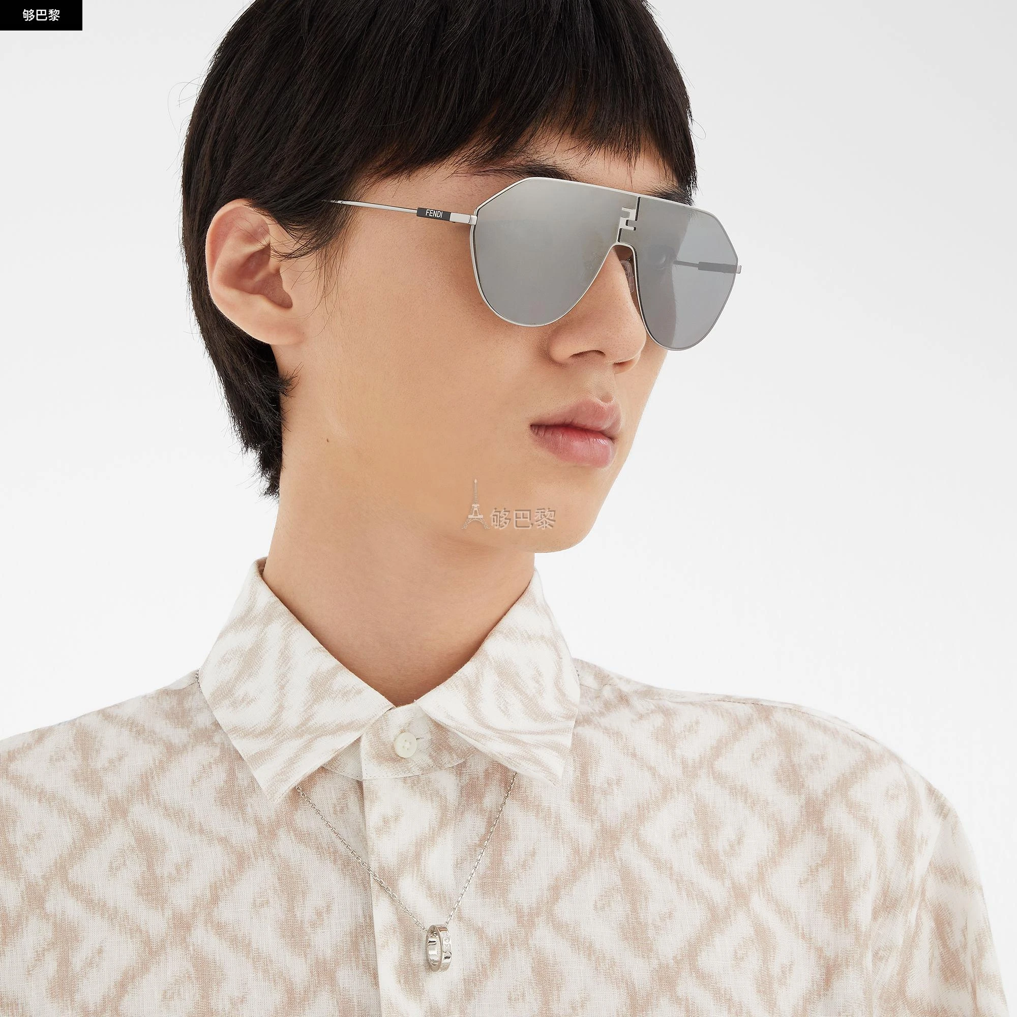 商品Fendi|包邮包税【预售7天发货】 FENDI芬迪 23秋冬 男士 项链 银色项链 7AJ678B08F0TH0,价格¥3645,第6张图片详细描述