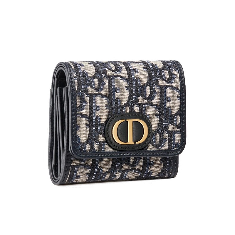 商品Dior|【包税】DIOR/迪奥 30 MONTAIGNE 女士迷你蓝色刺绣帆布短款钱包 S2057UTZQ_M928,价格¥4433,第2张图片详细描述