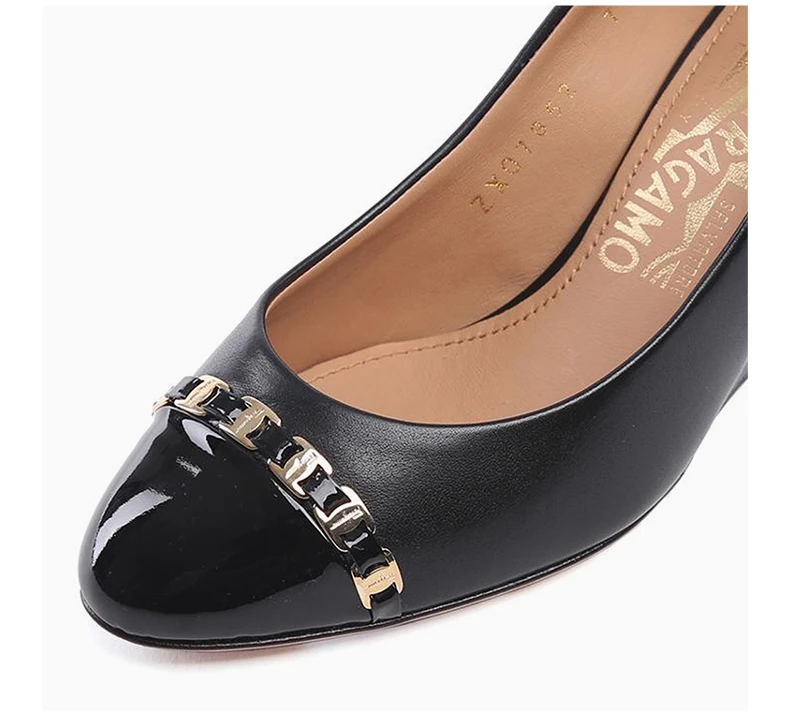 商品Salvatore Ferragamo|SALVATORE FERRAGAMO 黑色女士坡跟鞋 0591377,价格¥2439,第9张图片详细描述