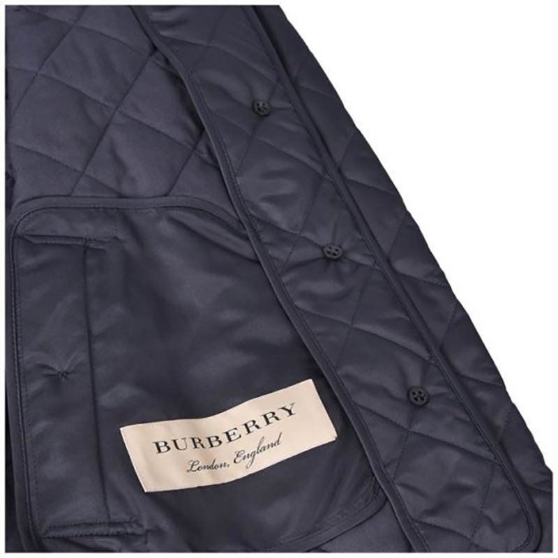 商品Burberry|【现货】博柏利 女士海军蓝色棉质格子提花外套80658741,价格¥3610,第3张图片详细描述