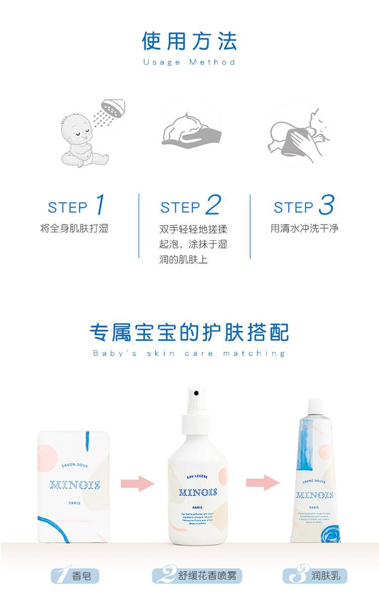 商品Minois paris|Minois Paris婴幼儿童洁面香皂100gx2块 儿童沐浴皂,价格¥96,第8张图片详细描述