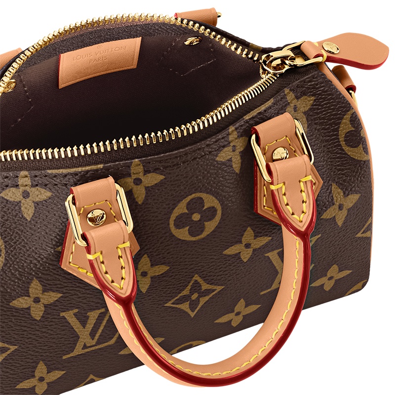 商品Louis Vuitton|【预售十天】路易威登 Speedy Nano女士老花棕色帆布配皮拉链开合可调节拆卸肩带斜挎包 M81085,价格¥13207,第5张图片详细描述