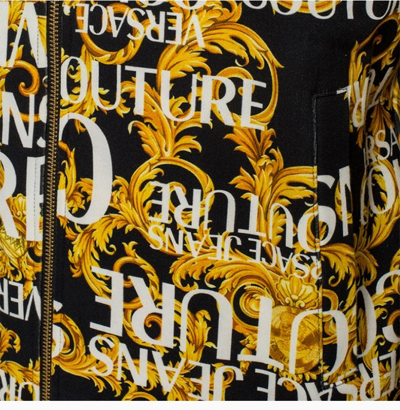 商品[国内直发] Versace|VERSACE JEANS 男士黑色棉质黄色印花薄绒拉链连帽 B7GUA7FA-SH600-899,价格¥3133,第8张图片详细描述