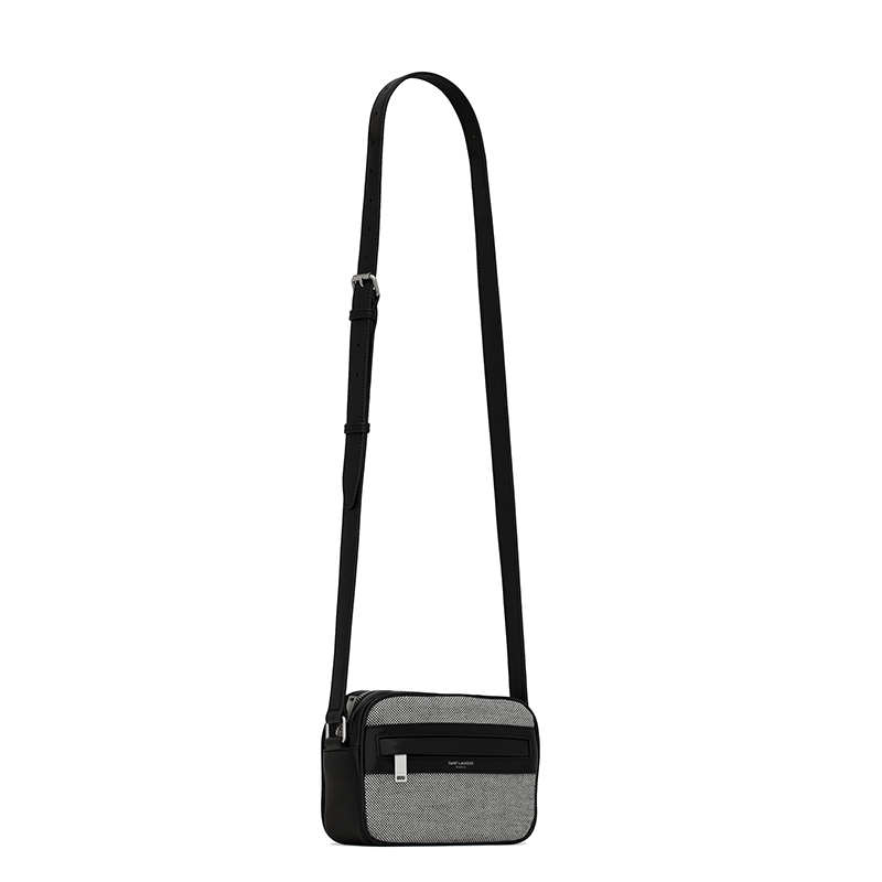 商品Yves Saint Laurent|SAINT LAURENT PARIS/圣罗兰 YSL 21新款 CAMP系列 男士蓝色棉质帆布小羊皮细节单肩斜挎相机包,价格¥5582,第3张图片详细描述