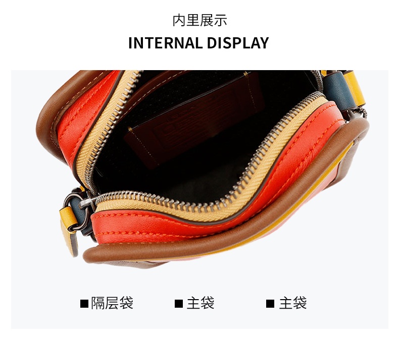 商品[国内直发] Coach|蔻驰斜挎包COACH男包奢侈品 男士专柜款红色拼色皮质单肩斜挎包手机包185 JIQUB,价格¥1177,第5张图片详��细描述