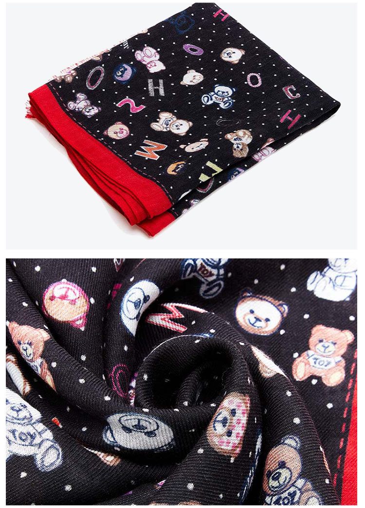 商品[国内直发] Moschino|MOSCHINO/莫斯奇诺 女士白色莫代尔纤维泰迪熊字母图案围巾生日节日礼物03313M2841 004,价格¥406,第10张图片详细描述