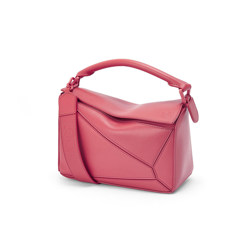 商品Loewe|LOEWE/罗意威 22年新款 Puzzle系列 女士小号梅花色缎面小牛皮单肩斜挎手提拼图包A510S21X88-2823,价格¥21752,第2张图片详细描述