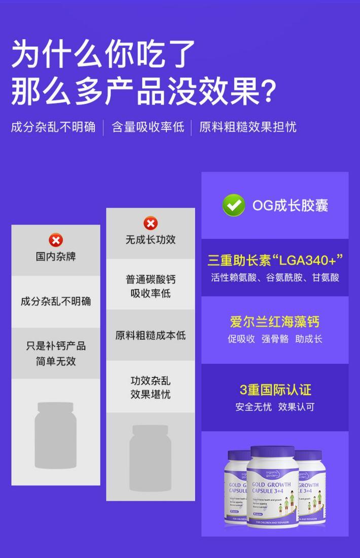 商品[国内直发] Organic Garden|【科学营养 助力成长发育】新西兰赖氨酸生长素助长素儿童牛初乳青少年儿童成长胶囊90粒/瓶,价格¥371,第4张图片详细描述