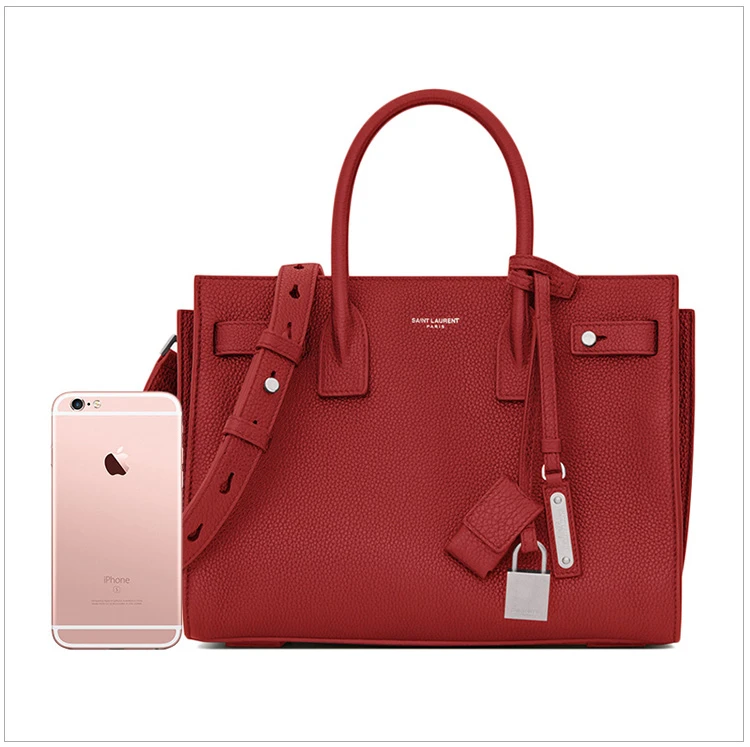 商品[国内直发] Yves Saint Laurent|YSL 圣罗兰 女士宝贝袋软袋红色颗粒皮革手提包 477477-DTI0E-6327,价格¥15922,第3张图片详细描述