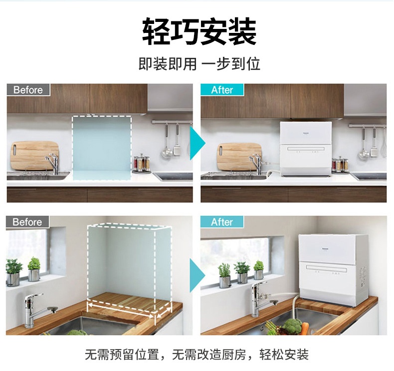 商品[国内直发] Panasonic|松下NP-TH1WECN家用全自动智能独立台式洗碗机免安装高温杀菌烘干,价格¥3042,第21张图片详细描述