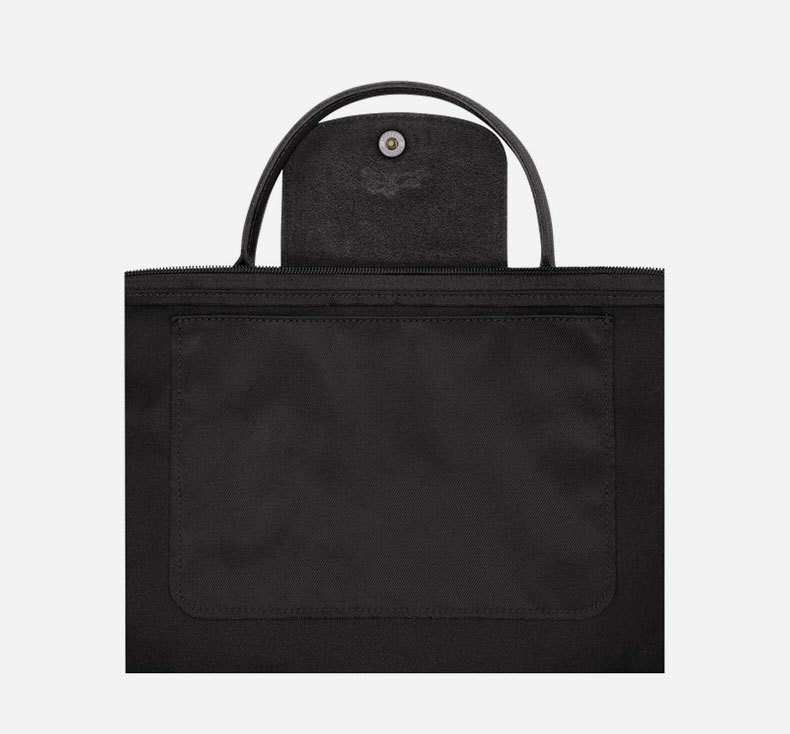 商品Longchamp|【现货速发】LONGCHAMP/珑骧 女士黑色帆布银色五金按扣拉链开合可调节肩带可斜挎小号手提包,价格¥1993,第27张图片详细描述